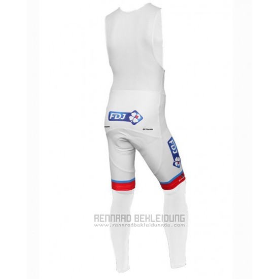 2016 Fahrradbekleidung FDJ Wei und Blau Trikot Langarm und Tragerhose